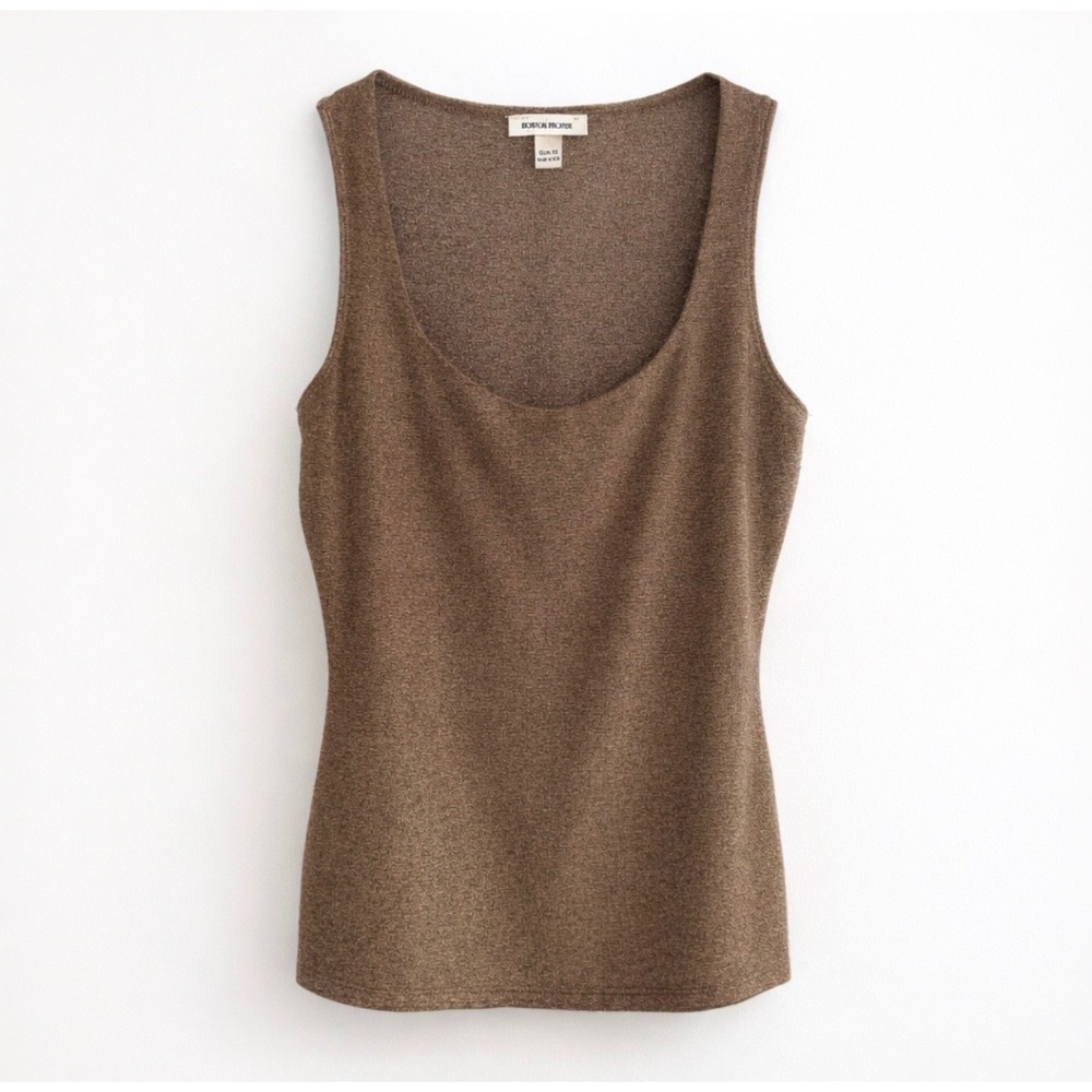 Boston Proper Womens XS Metallic‎ Bronze Sleeveless Knit Tank Top Stretch